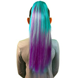 Girls Turquoise, White & Magenta Ponytail Hair Extensions Back View