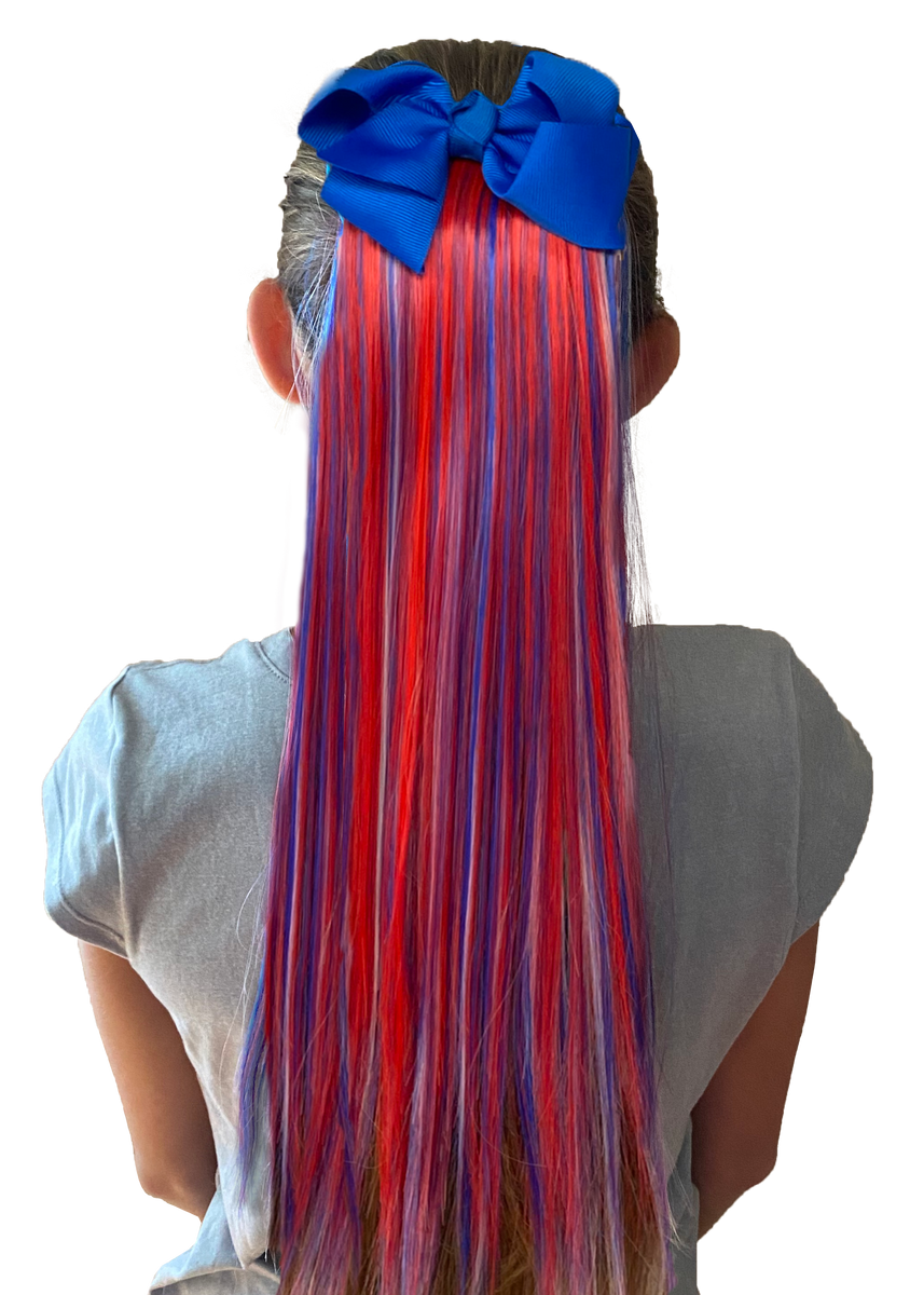 Bow with Red, White & Blue Patriotic Ponytail Hair Extension  display picture 1