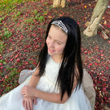 Girls straight black wig with tiara headband