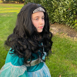 Girls wavy black wig with tiara headband
