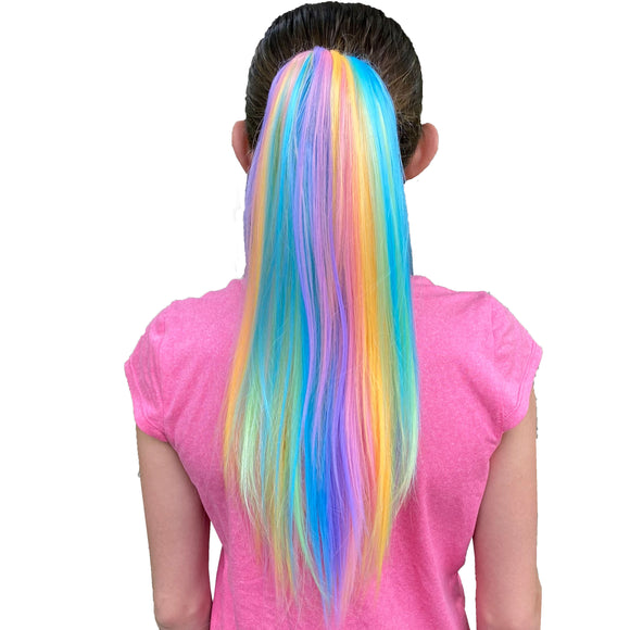 Kids Pastel Rainbow Hair Extensions