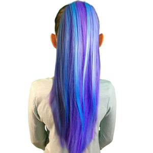 Kids Blue & Raspberry Ponytail Hair Extensions
