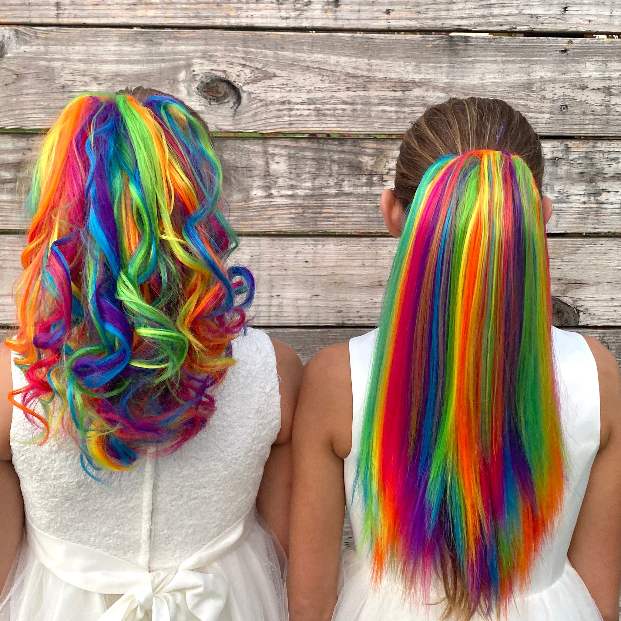 Straight rainbow hair top