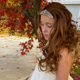 Brown Princess Hair Extensions with Rhinestone Tiara Headband Wavy Side View